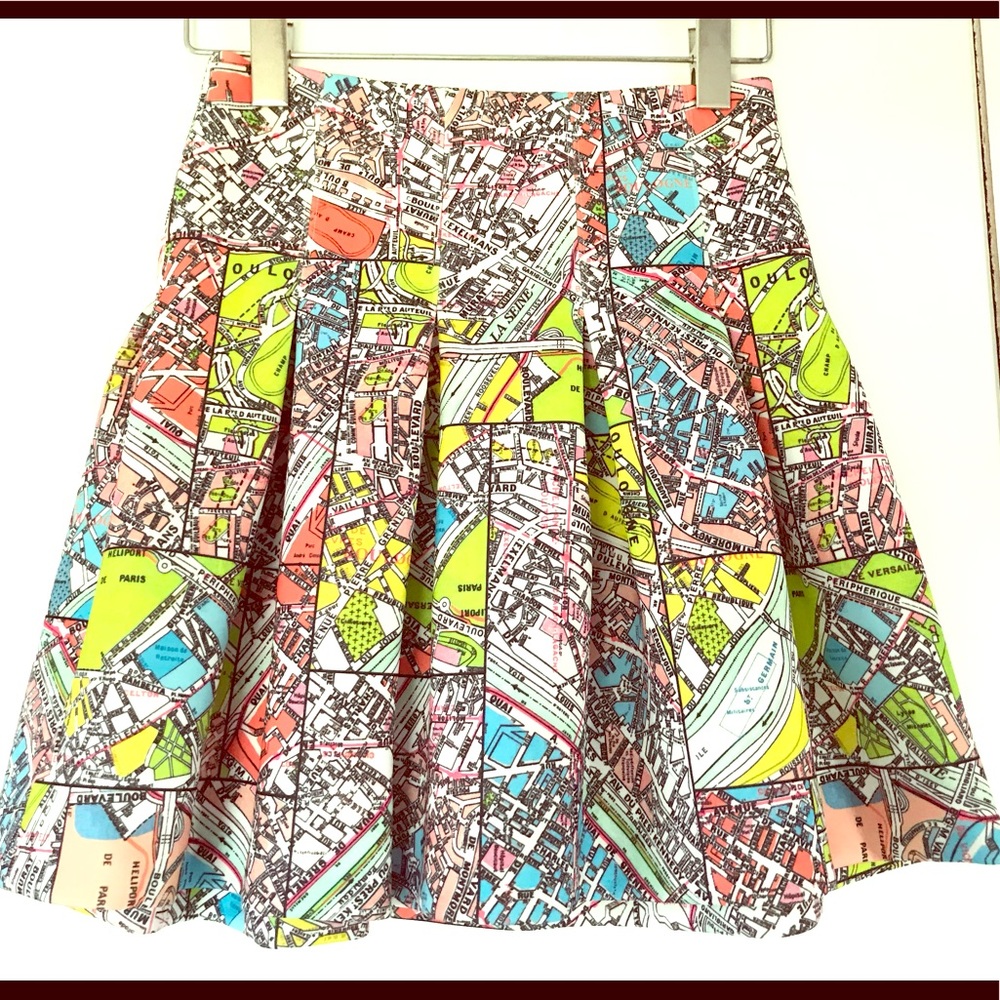 NWT Anthropologie Maeve Carte Map Neoprene Skirt